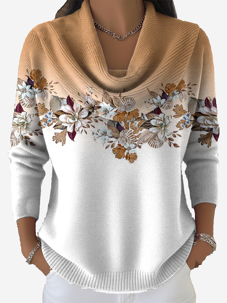 Elarionne - Soft Floral Print Sweater