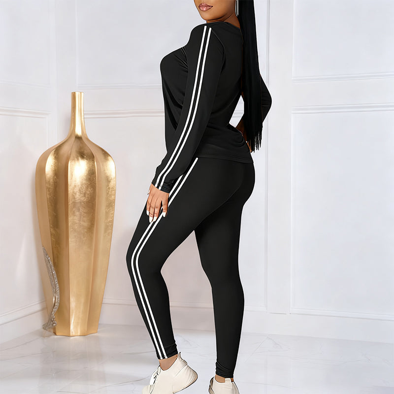 Isalivienne - Elegant Two-Piece Tracksuit Set with Side Stripes