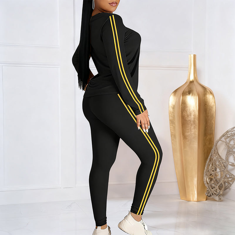 Isalivienne - Elegant Two-Piece Tracksuit Set with Side Stripes