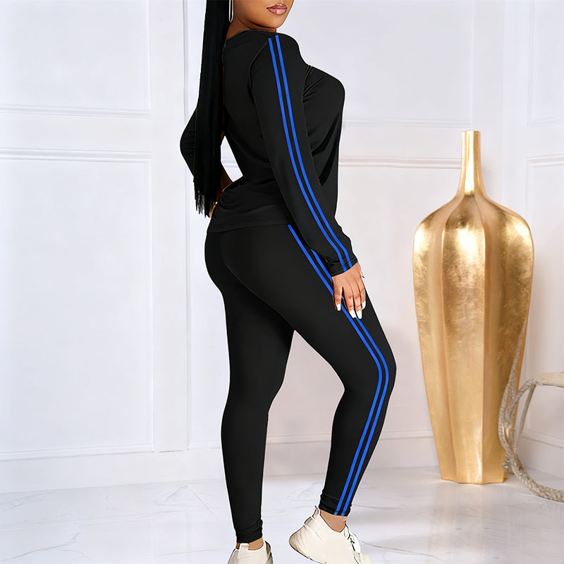 Isalivienne - Elegant Two-Piece Tracksuit Set with Side Stripes