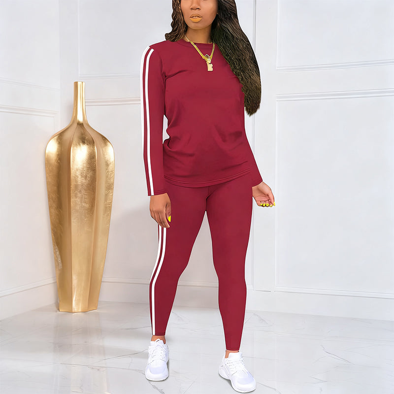 Isalivienne - Elegant Two-Piece Tracksuit Set with Side Stripes