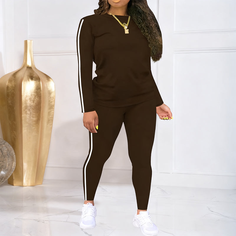 Isalivienne - Elegant Two-Piece Tracksuit Set with Side Stripes