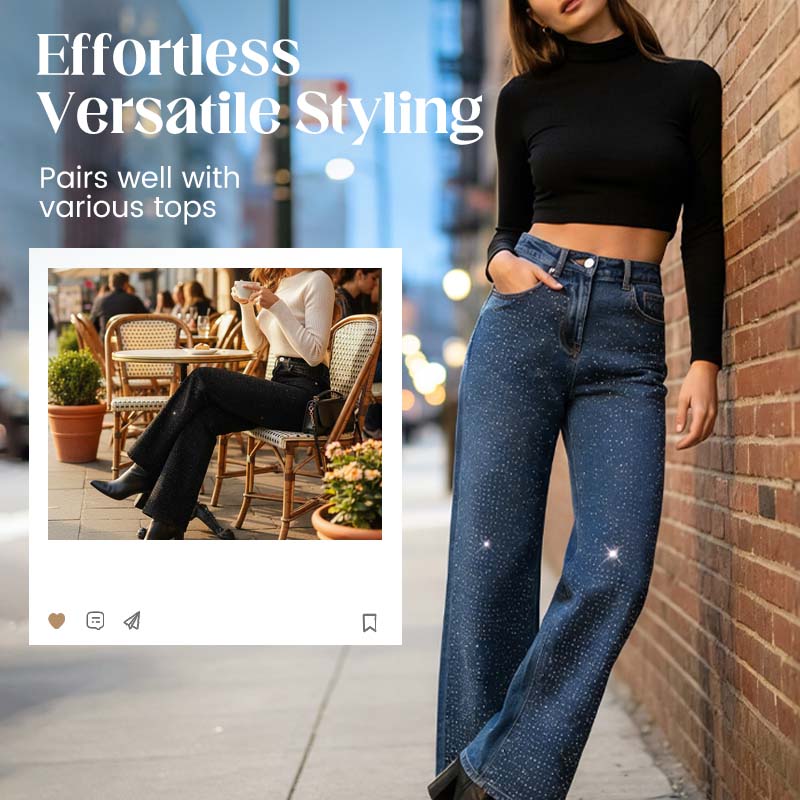 Lunessavelle - Jeans Pour Femmes Élégants Avec Strass