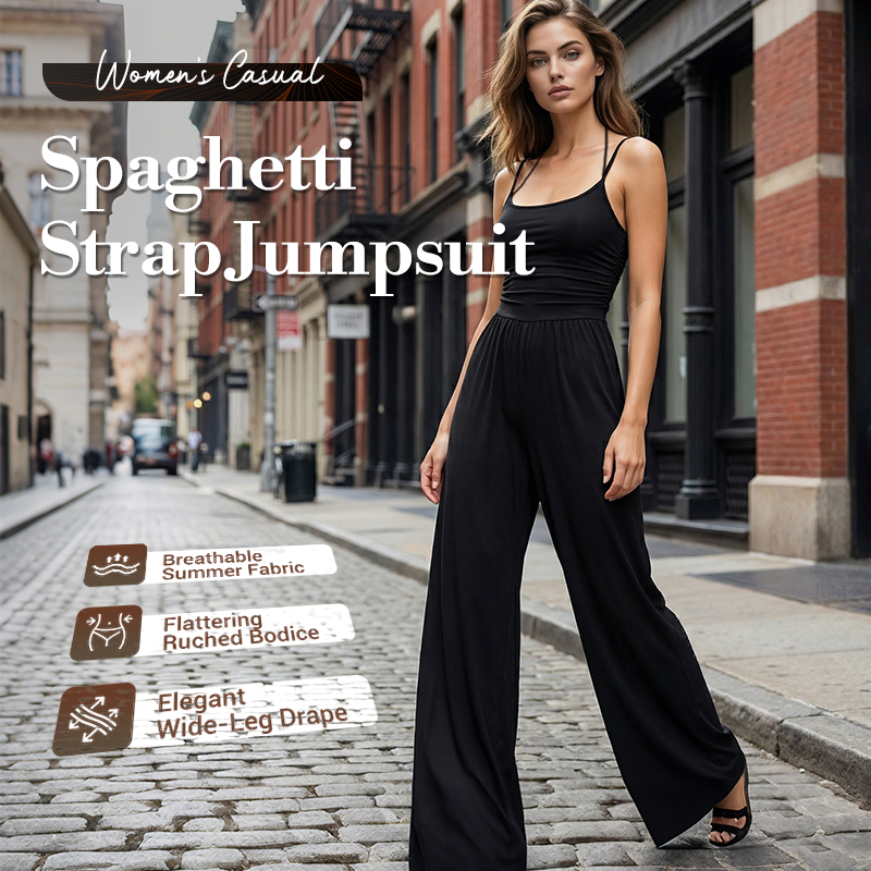 Jovixia - Women's fluid wide-leg summer jumpsuit with thin straps
