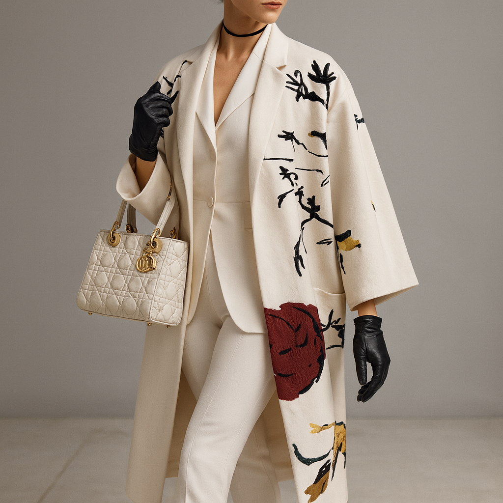 Gisavora - Manteau Long à Motifs Artistiques