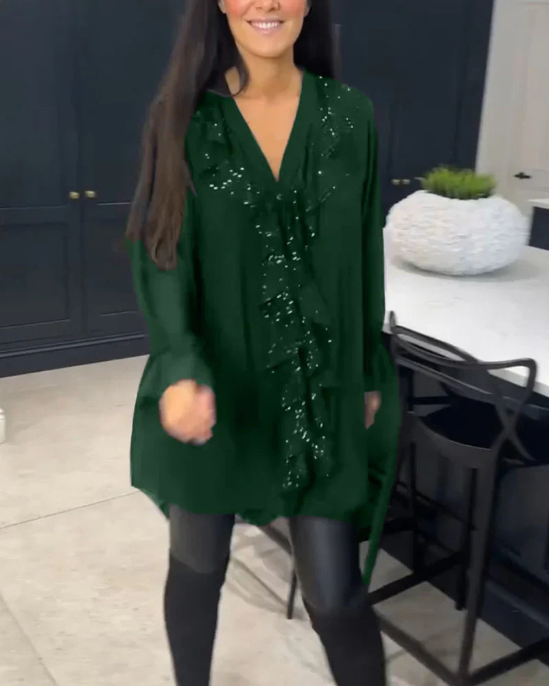 Tharalyn - Blouse Élégante à Volants Fluides