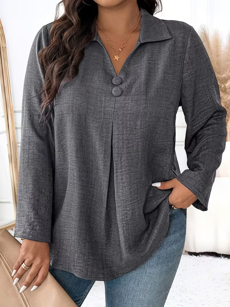 Elmyra - Elegant Button-Down Flowy Shirt 