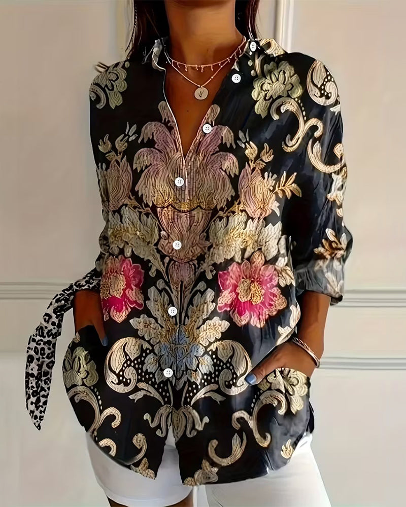 Arelienne - Chemise À Col Boutonnée À Motifs Artistiques