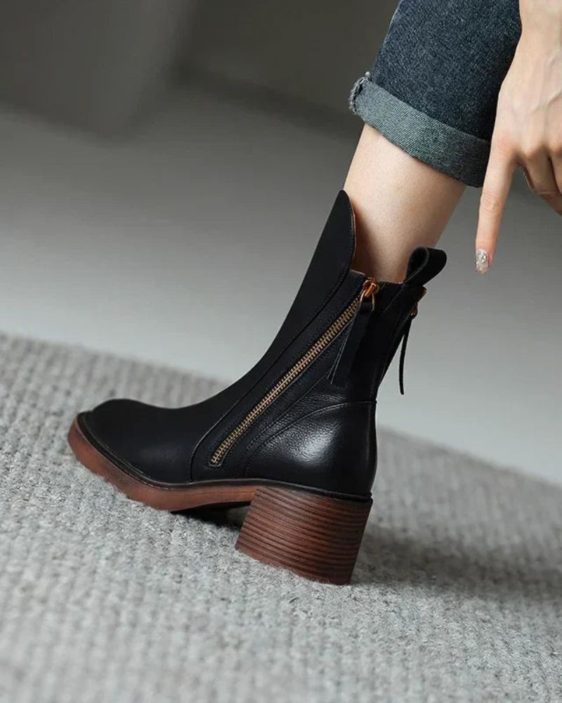 Helara - Bottes en Cuir Noires Élégantes et Confortables