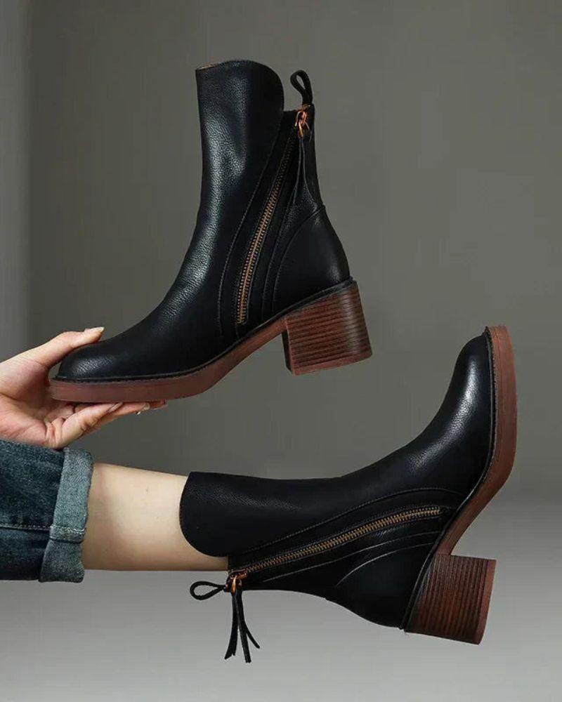 Helara - Bottes en Cuir Noires Élégantes et Confortables