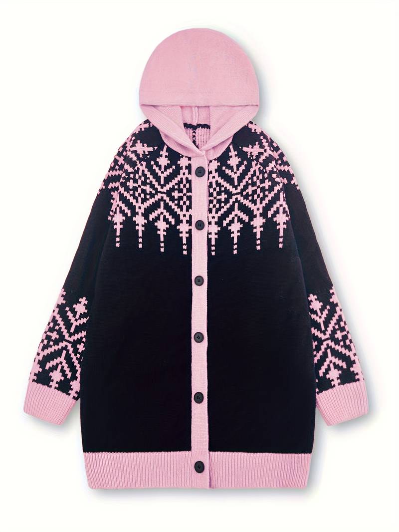 Isaralisse - Oversized Winter Patterned Fabric Coat 