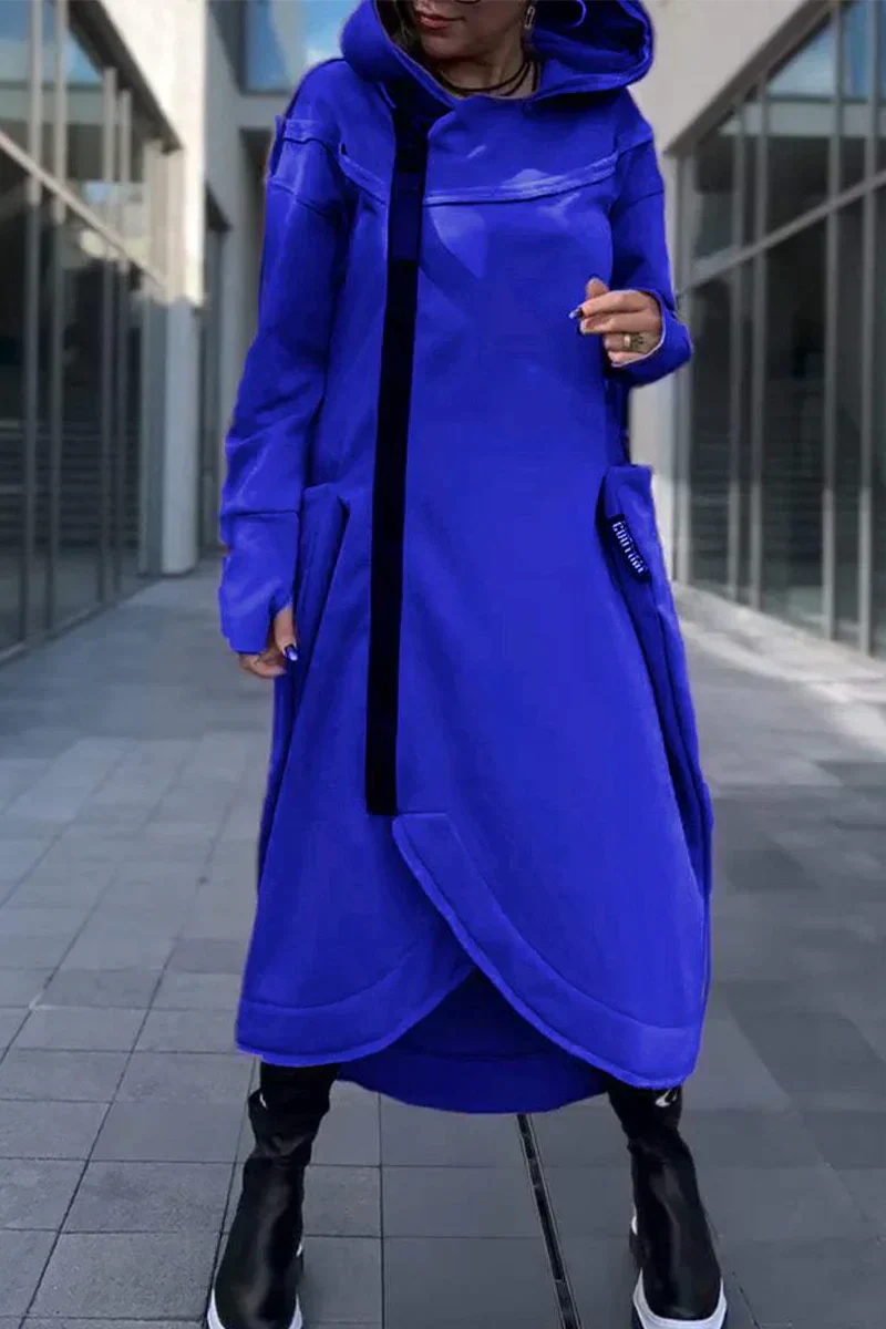 Sylvaya- Robe pull à capuche pour femme avec manches longues