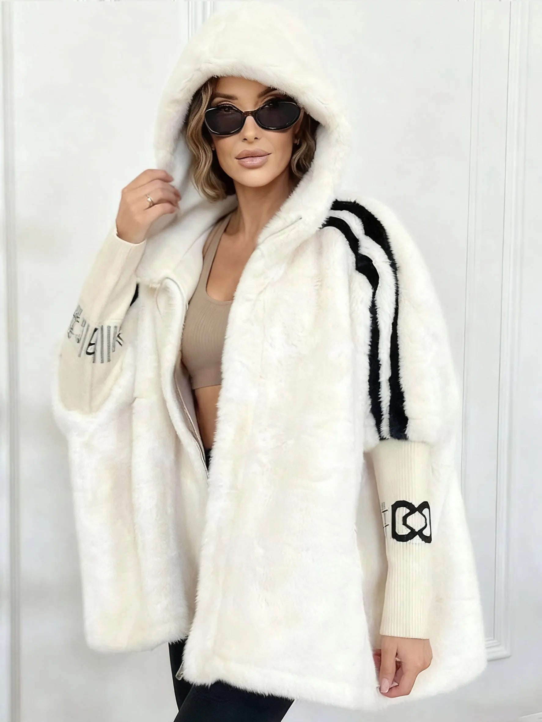 Fioralyn - Women's Faux Fur Hooded Coat 