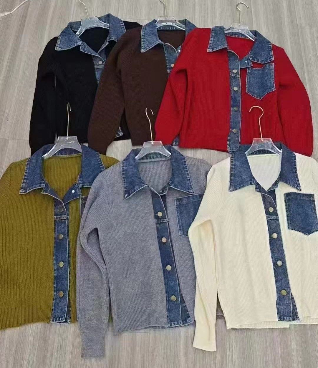Ceralisse - Cardigan En Tricot Effet Denim Avec Col Polo