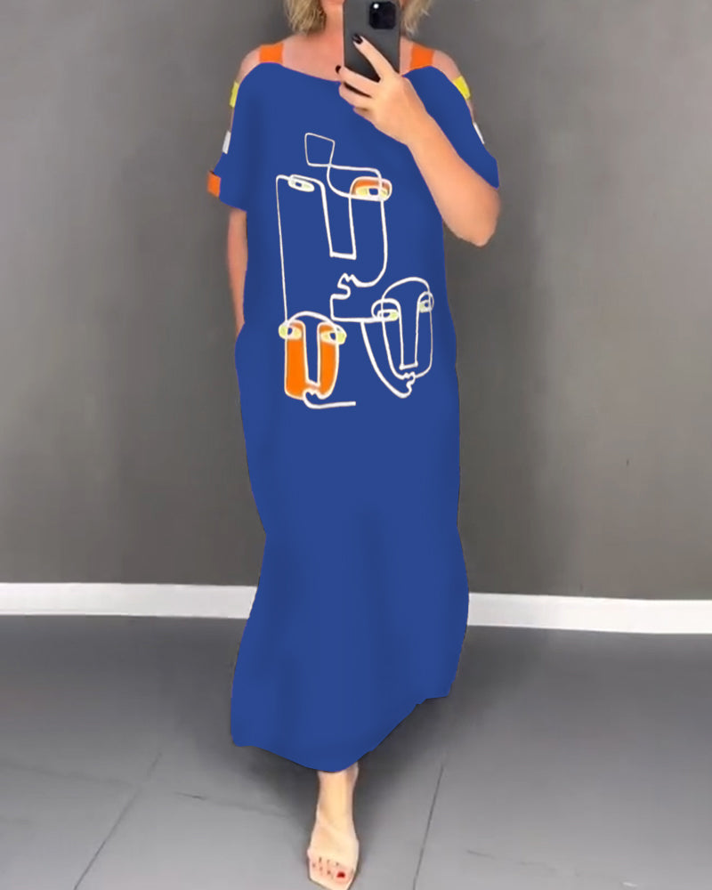Primina - Robe épaules dénudées découpée imprimé fente