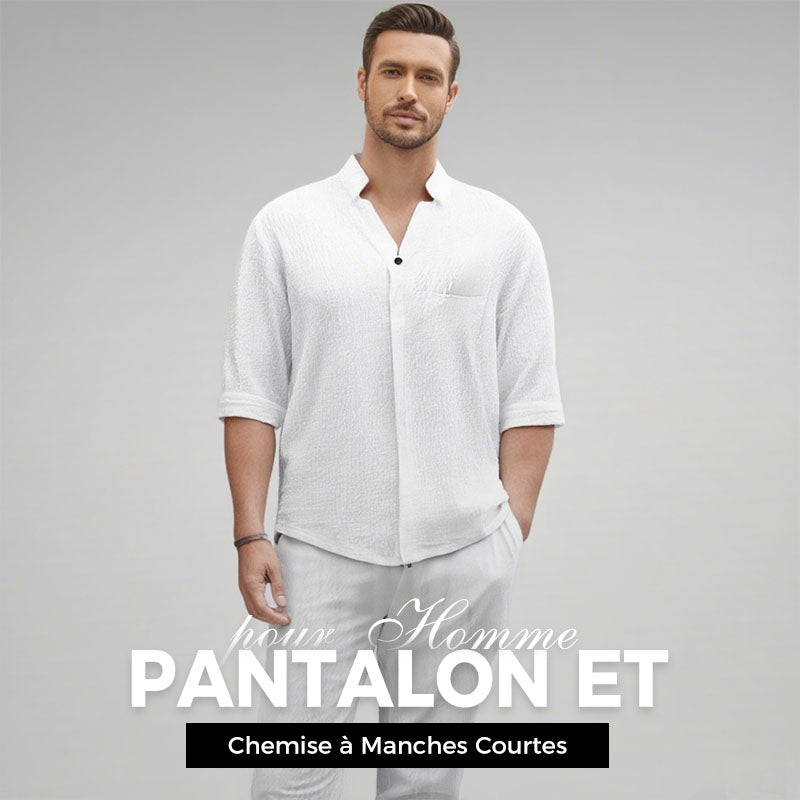 Victor - Men's Two-Piece Cotton Set: Top and Pants