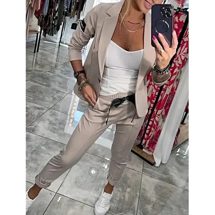 Rosindra™ - Ensemble deux pièces avec veste fluide et pantalon jogging confortable