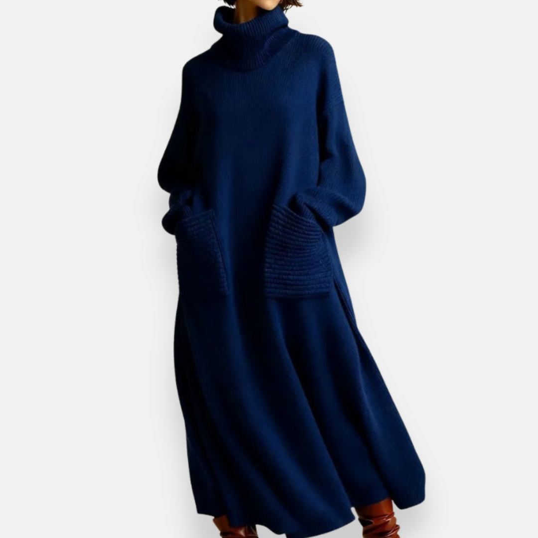 Alyndra - Long Knit Dress with High Neck