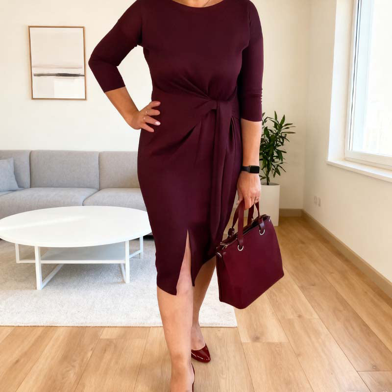 Marialisse - Robe Midi Élégante avec Nœud et Fente Chic