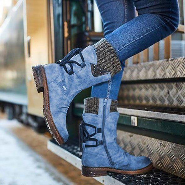 Ovelina - Women's Warm Lace-Up Ankle Boots for Winter 