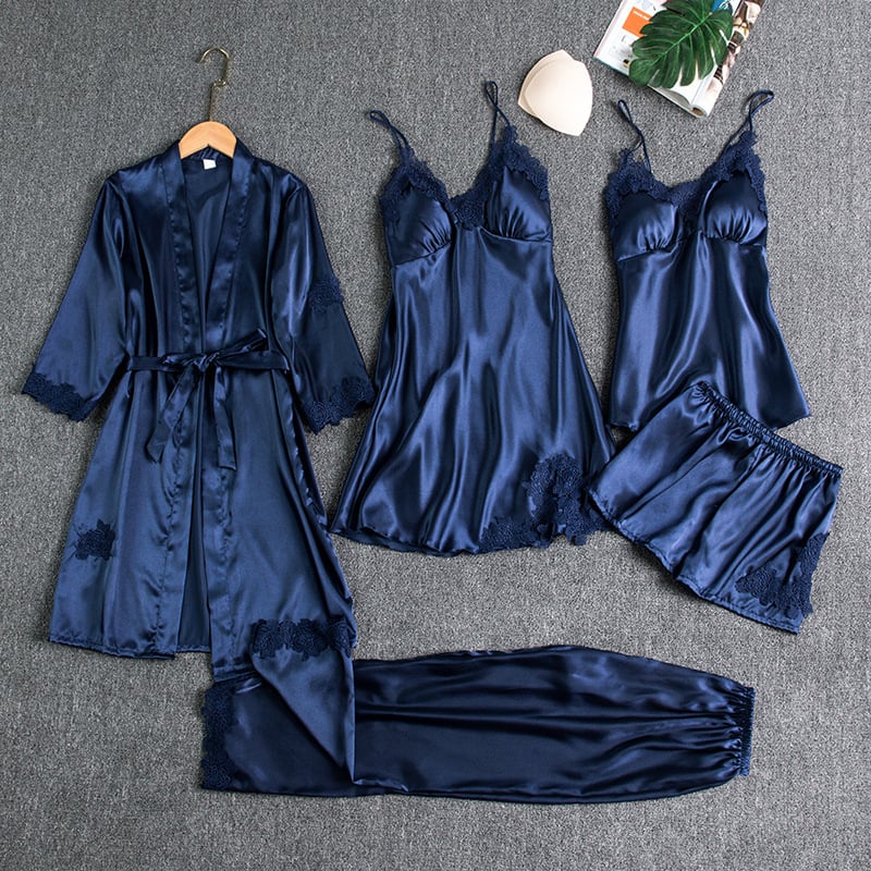Elyssara - Women's 5-Piece Satin Nightwear Set 