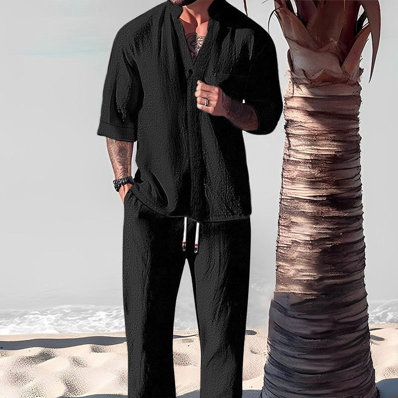 Victor - Men's Two-Piece Cotton Set: Top and Pants