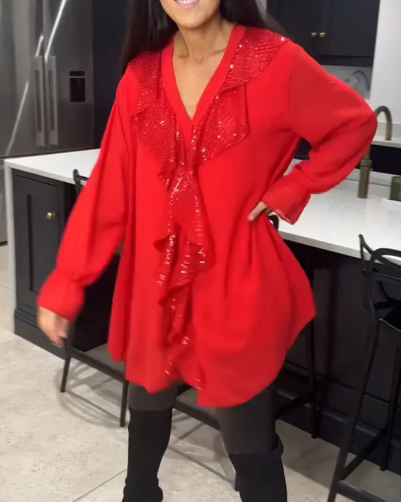 Tharalyn - Blouse Élégante à Volants Fluides