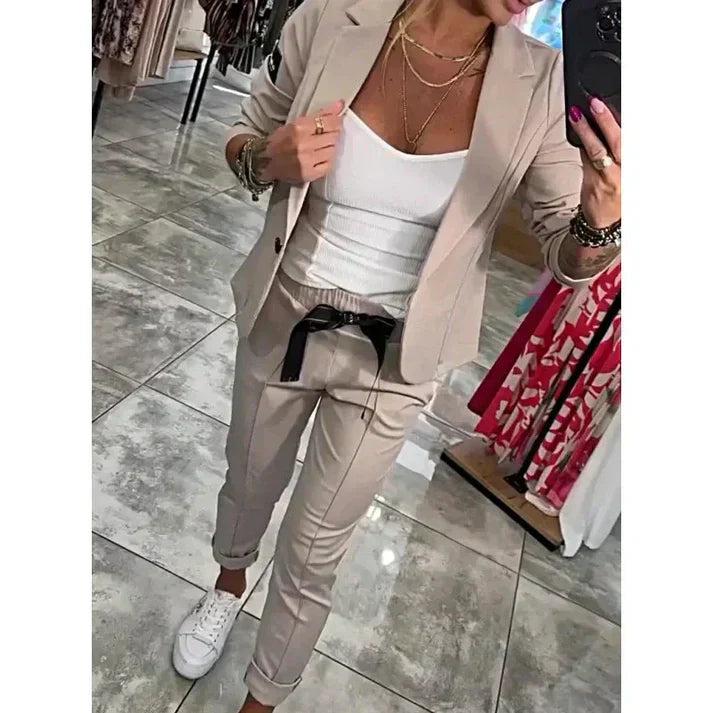 Rosindra™ - Ensemble deux pièces avec veste fluide et pantalon jogging confortable