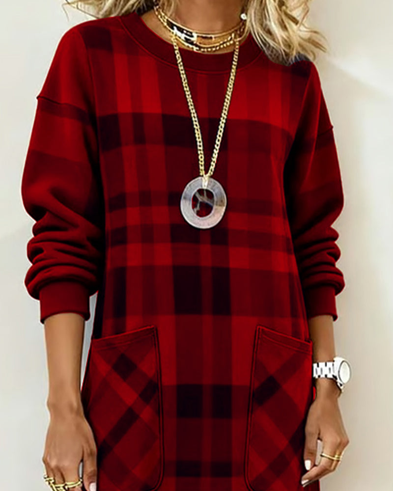 Quelivanne - Robe Chemise à Carreaux avec Poche