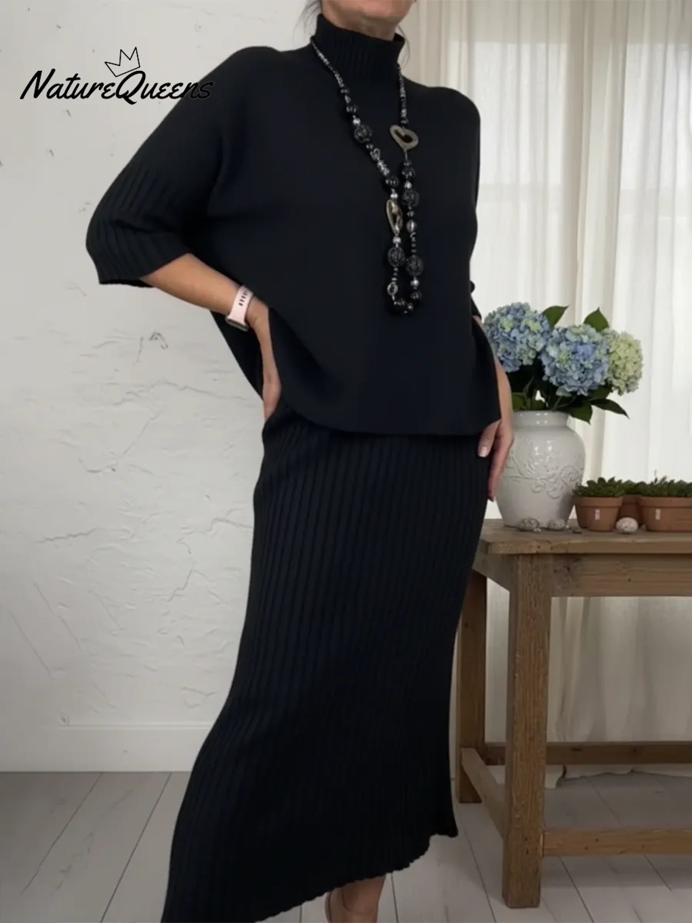 Auralinda - Ensemble Tricoté Deux Pièces avec Col Roulé