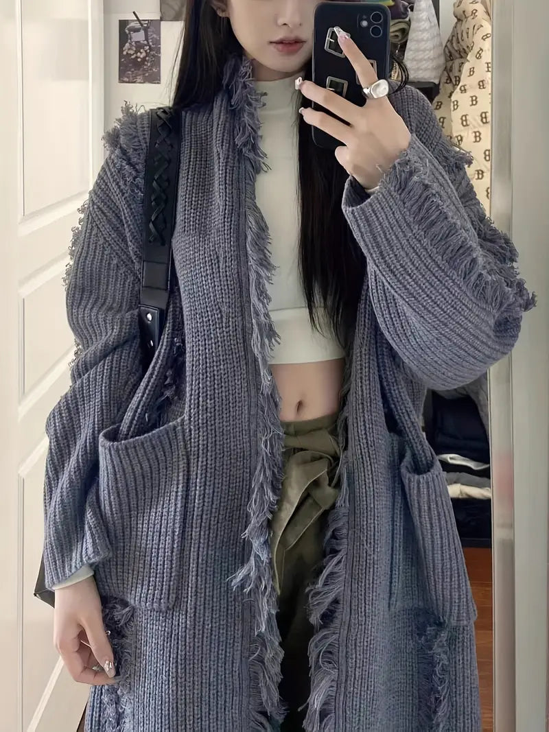 Reine™ - Long Fringed Cardigan - Casual and Trendy Style