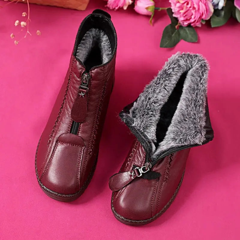 Lorencia™ - Natural leather winter boots with warm lining and non-slip sole 