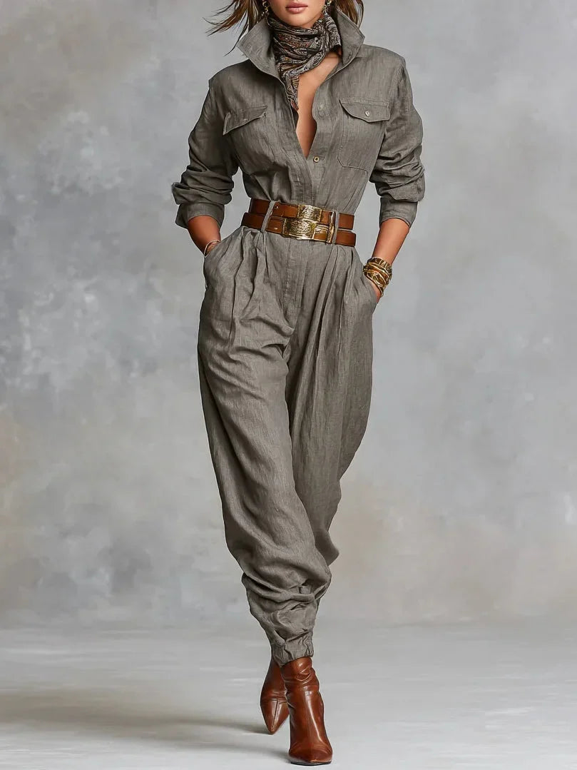 Gwenoraé - Elegant Women's Jumpsuit in Cotton and Linen 