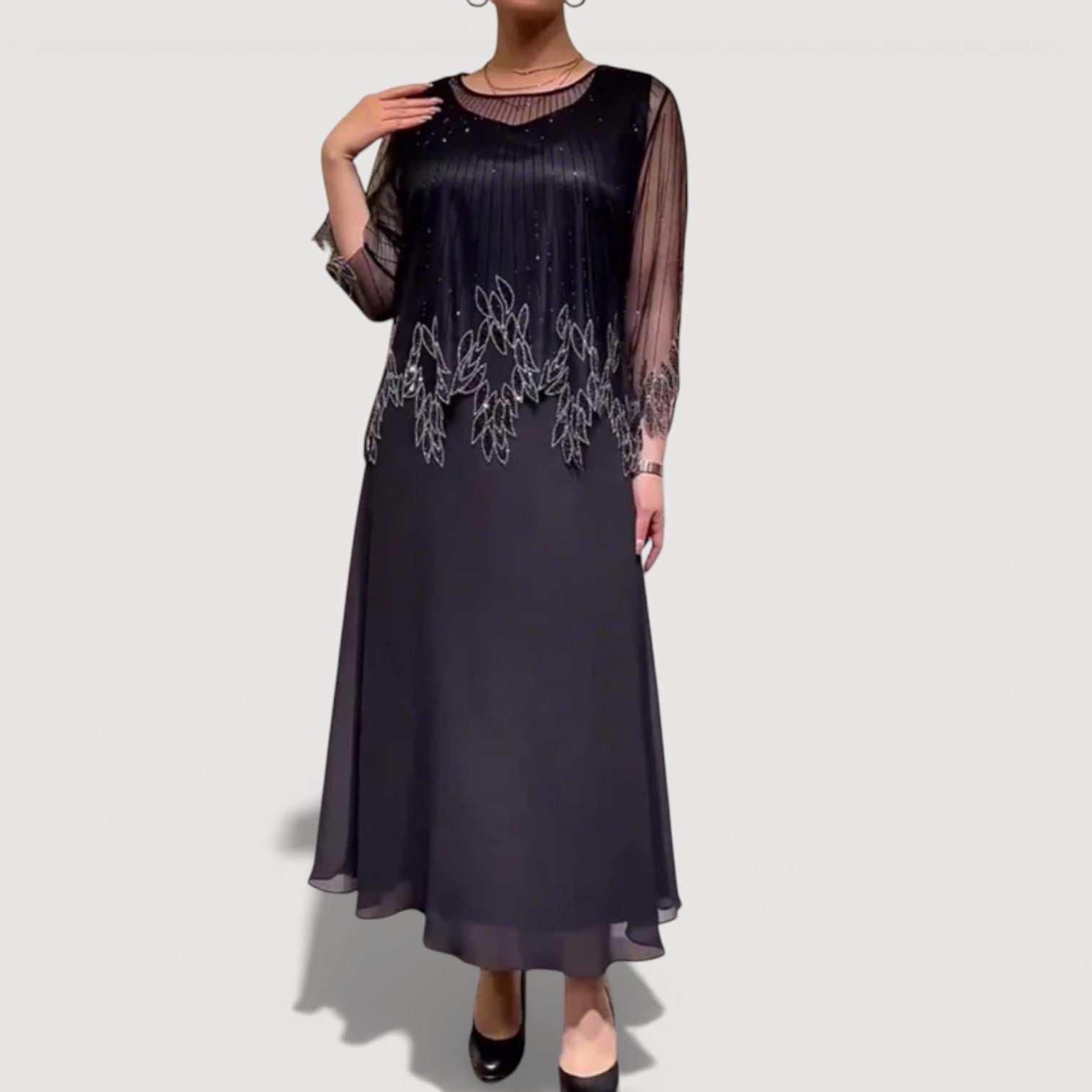 Cyralia - Elegant Flowing Evening Midi Dress 