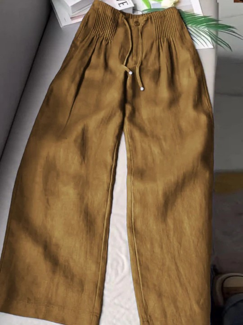 Noryssa - Wide Leg Trousers in Cotton and Linen Blend