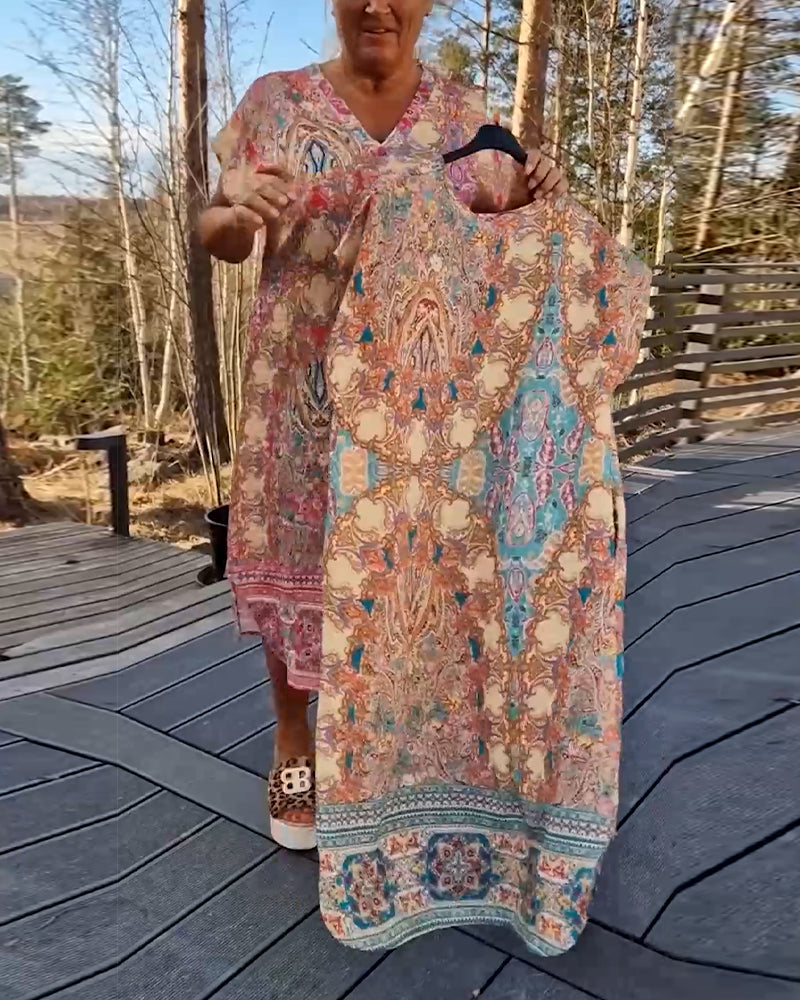 Ailina™ -Robe col V imprimée