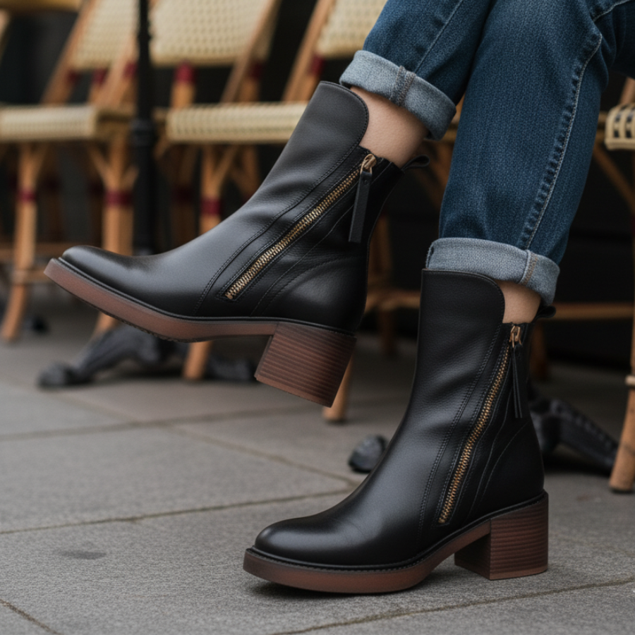 Helara - Bottes en Cuir Noires Élégantes et Confortables