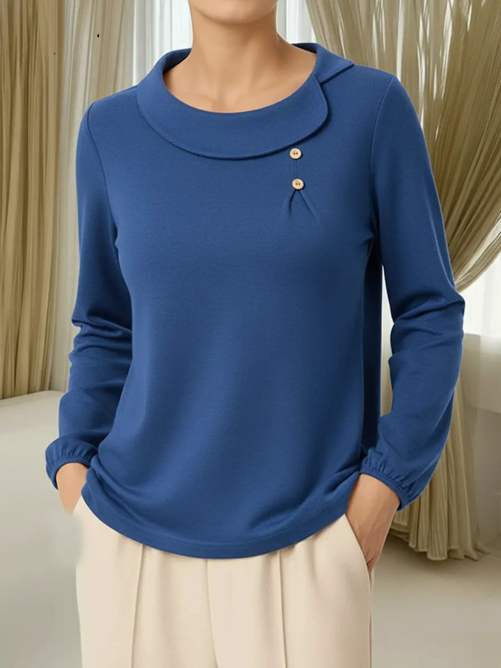 Queliravelle - Haut Femme Confortable en Coton avec Col Peter Pan