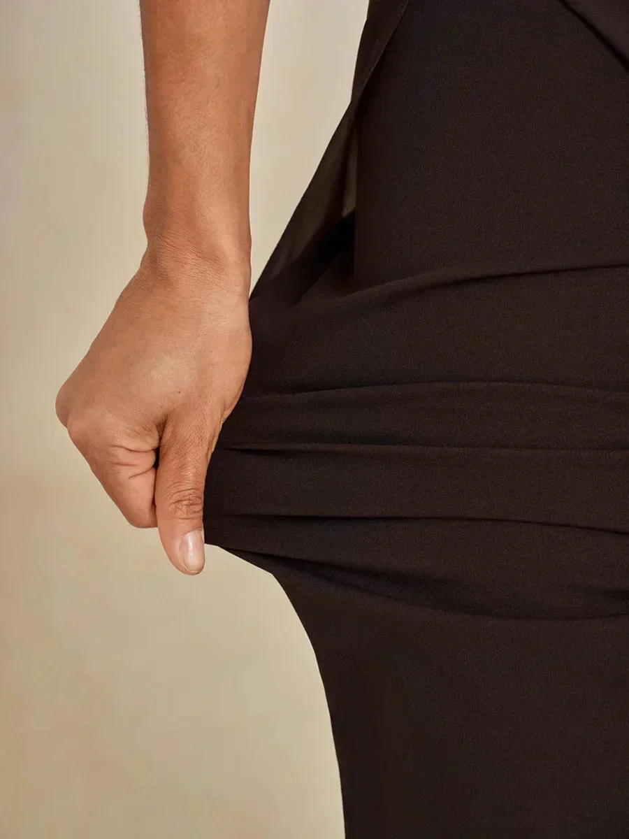 Marilivra - Straight Leg Trousers with Slit in Chiffon