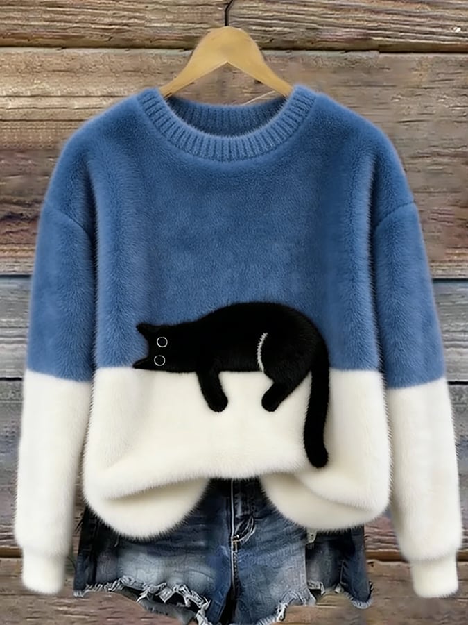 Lunivienne - Soft Cat Pattern Sweater