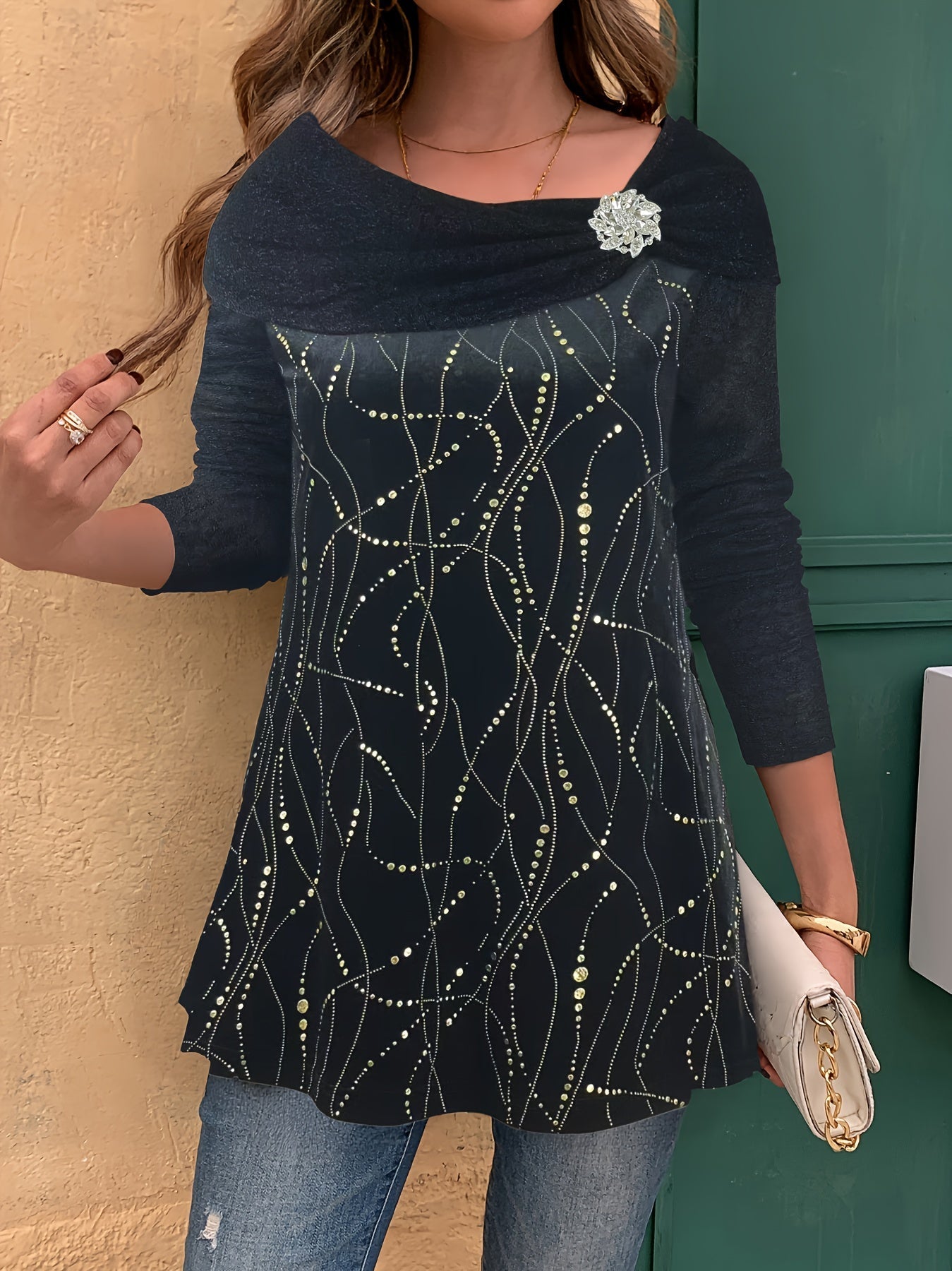 Lunessavine - Elegant Off-Shoulder Blouse with Subtle Details