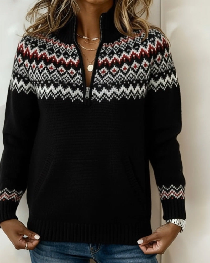 Brisavelle - Pull Vintage Avec Col Zippé