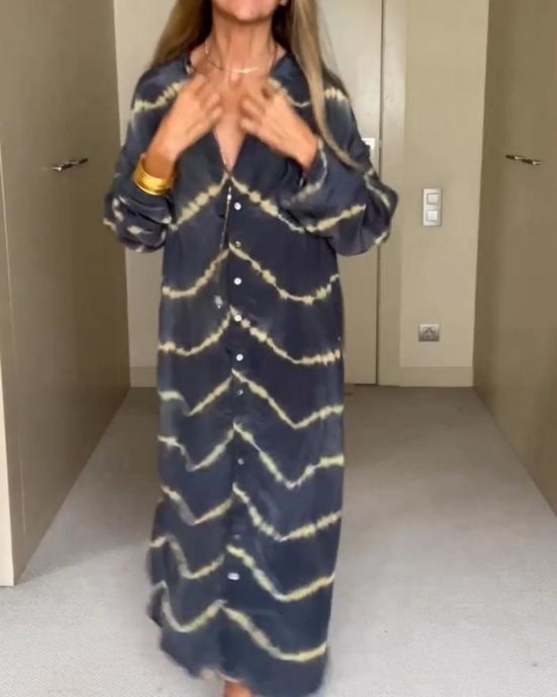 Ania™ - Robe à Manches Longues à Rayures Boho