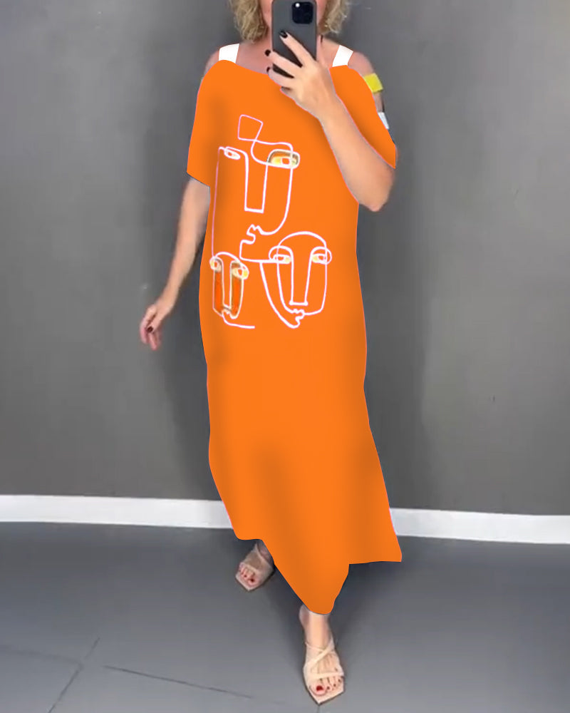 Primina - Robe épaules dénudées découpée imprimé fente