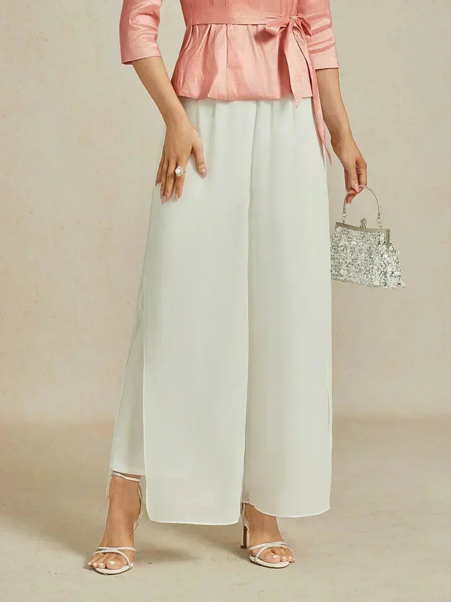 Marilivra - Straight Leg Trousers with Slit in Chiffon