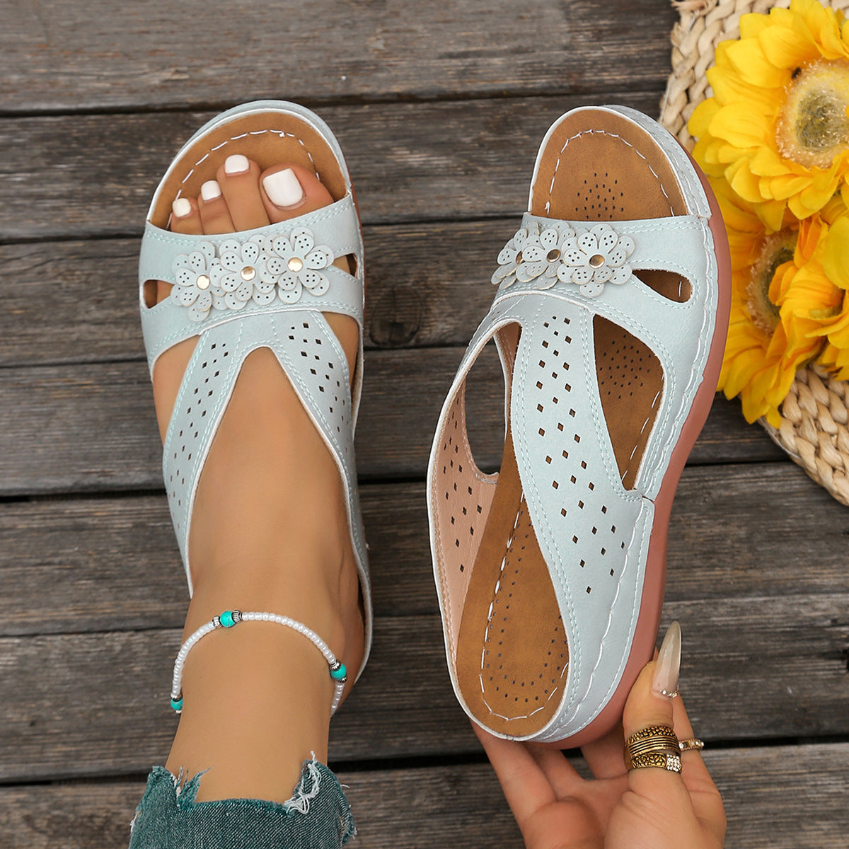 Norabel™ - Sandales à Talon Compensé Confort Orthopédique – Stabilité, Légèreté et Posture Naturelle