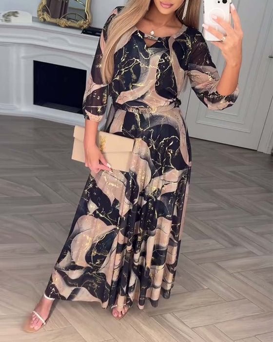 Carenza - Robe en Chiffon Élégante à Manches Trois Quarts