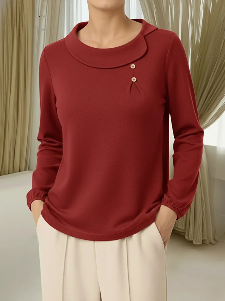 Queliravelle - Haut Femme Confortable en Coton avec Col Peter Pan