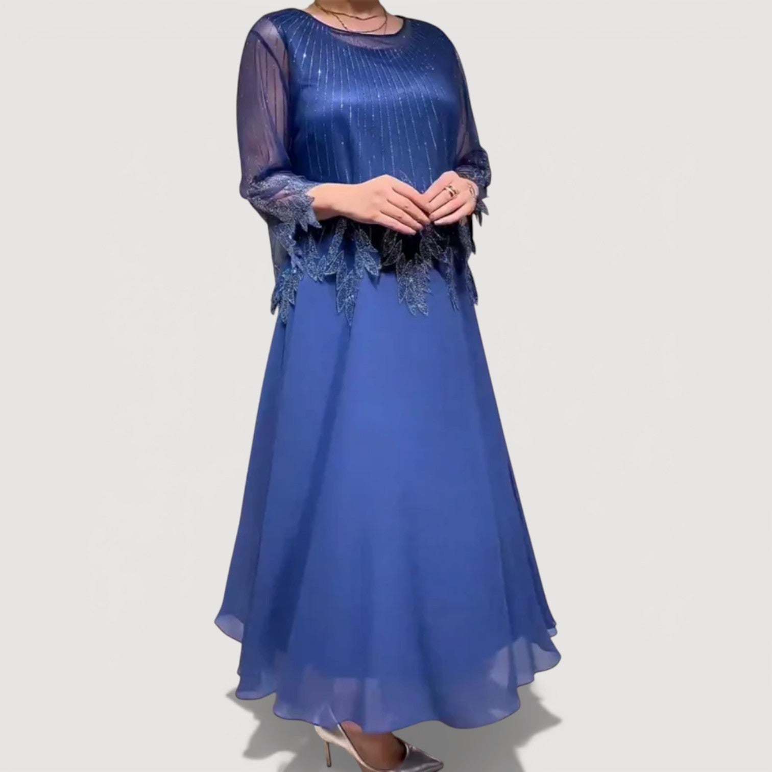Cyralia - Elegant Flowing Evening Midi Dress 