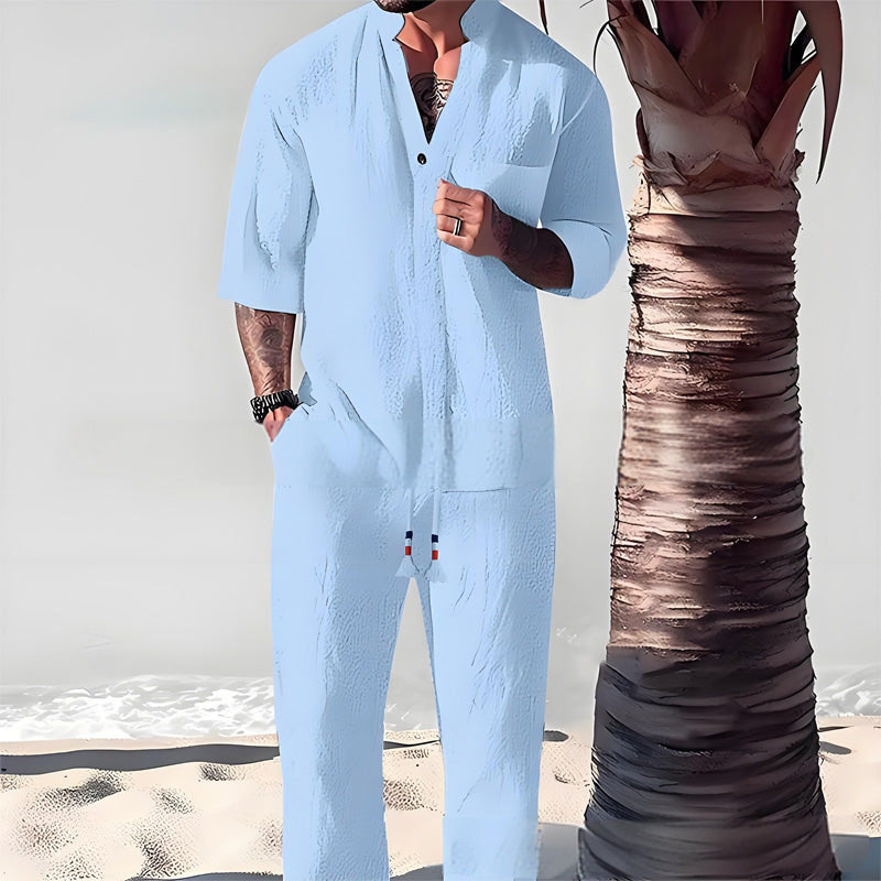 Victor - Men's Two-Piece Cotton Set: Top and Pants